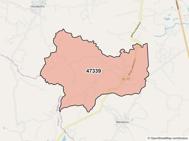 Mapa del código postal 47339, Yahualica de González Gallo, Jalisco