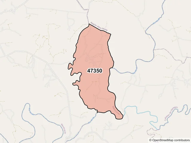 Mapa del código postal 47350, Mexticacán, Jalisco