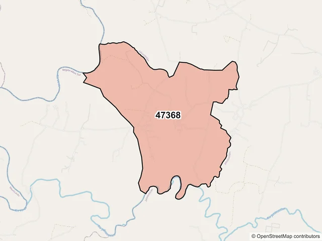 Mapa del código postal 47368, Cañadas de Obregón, Jalisco