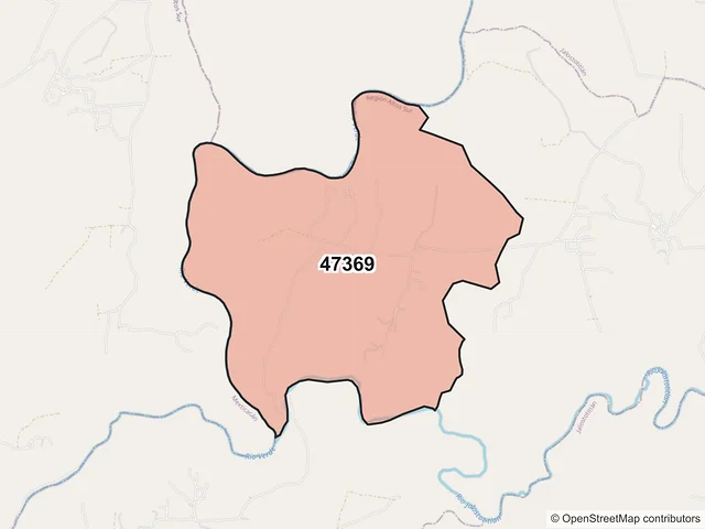 Mapa del código postal 47369, Cañadas de Obregón, Jalisco