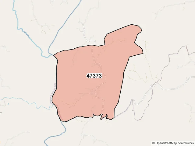 Mapa del código postal 47373, Cañadas de Obregón, Jalisco