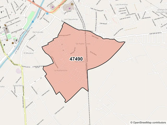 Mapa del código postal 47490, Lagos de Moreno, Jalisco