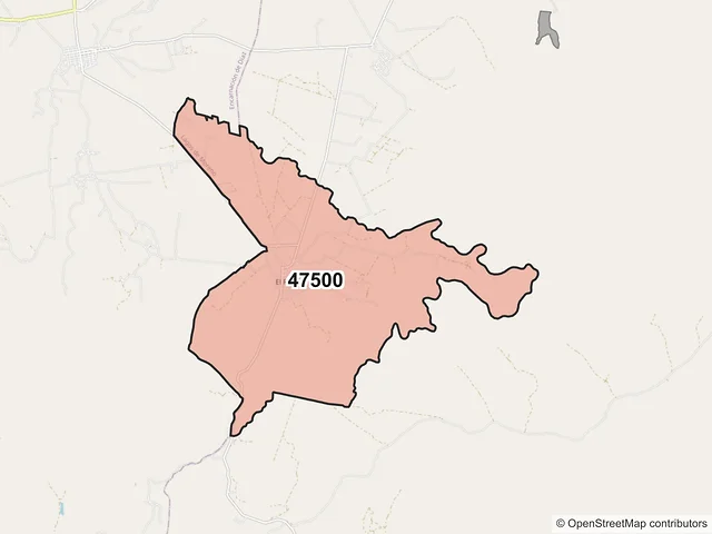 Mapa del código postal 47500, Lagos de Moreno, Jalisco