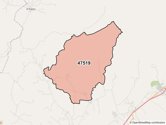 Mapa del código postal 47519, Lagos de Moreno, Jalisco