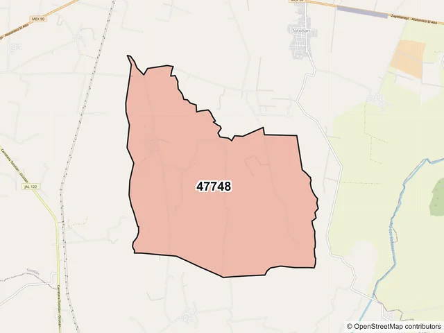 Mapa del código postal 47748, Tototlán, Jalisco