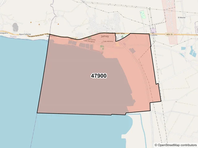 Mapa del código postal 47900, Jamay, Jalisco