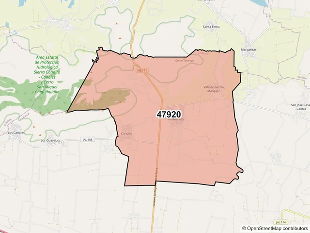 Mapa del código postal 47920, La Barca, Jalisco