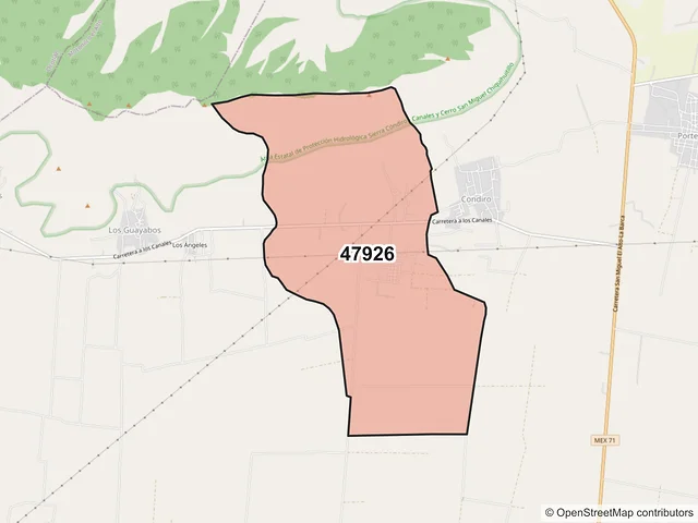 Mapa del código postal 47926, La Barca, Jalisco