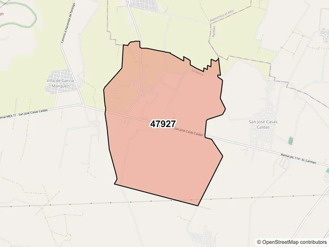 Mapa del código postal 47927, La Barca, Jalisco