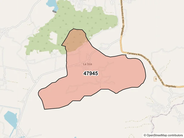 Mapa del código postal 47945, Ayotlán, Jalisco
