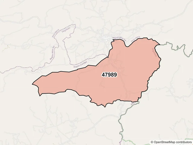 Mapa del código postal 47989, Degollado, Jalisco