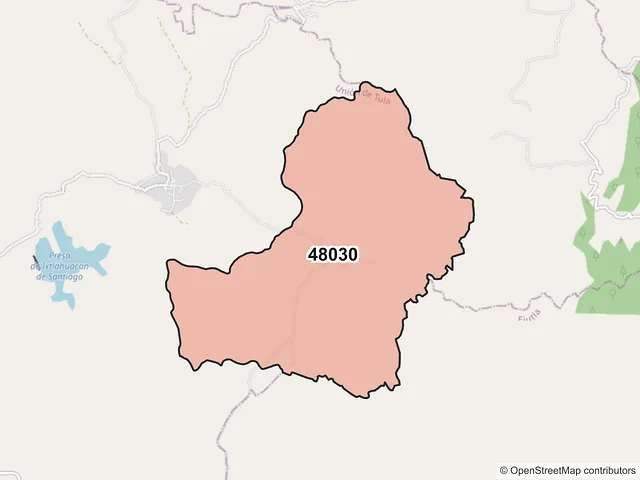 Mapa del código postal 48030, Unión de Tula, Jalisco