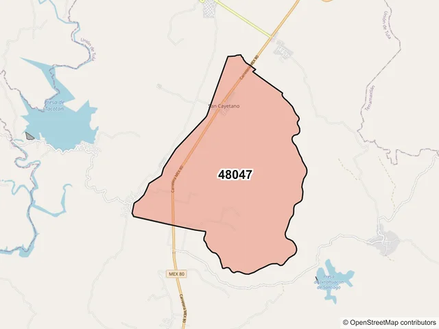 Mapa del código postal 48047, Unión de Tula, Jalisco