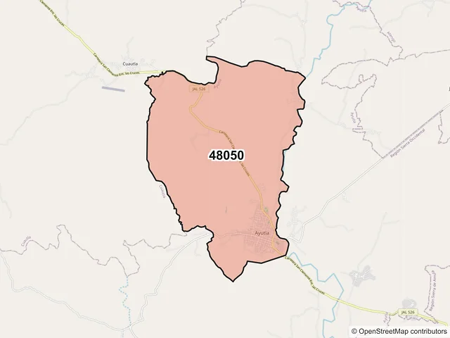 Mapa del código postal 48050, Ayutla, Jalisco