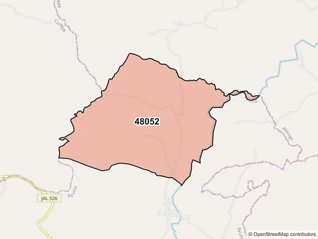 Mapa del código postal 48052, Ayutla, Jalisco
