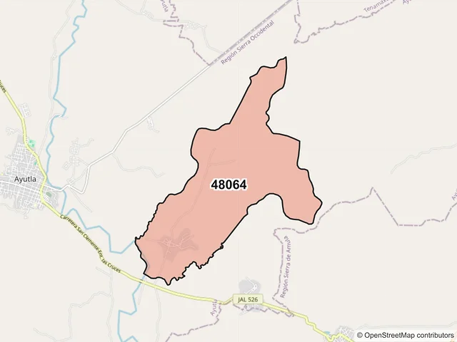 Mapa del código postal 48064, Ayutla, Jalisco