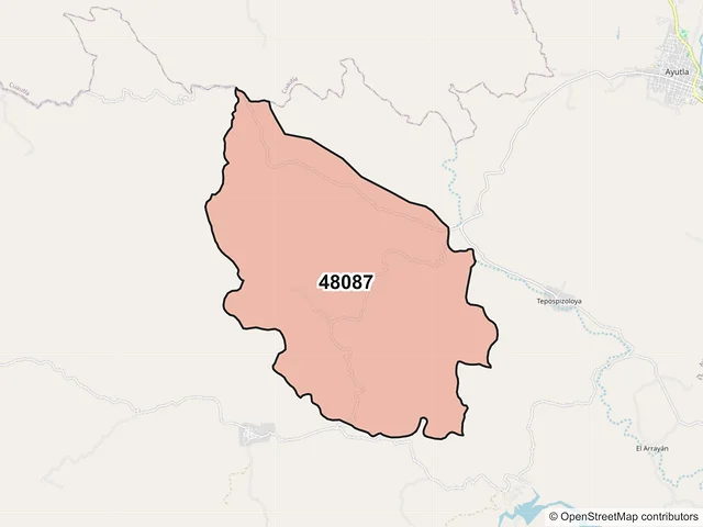 Mapa del código postal 48087, Ayutla, Jalisco