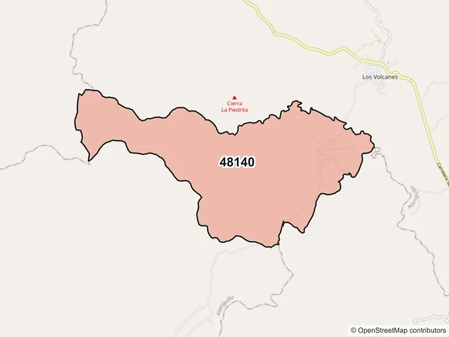 Mapa del código postal 48140, Atenguillo, Jalisco