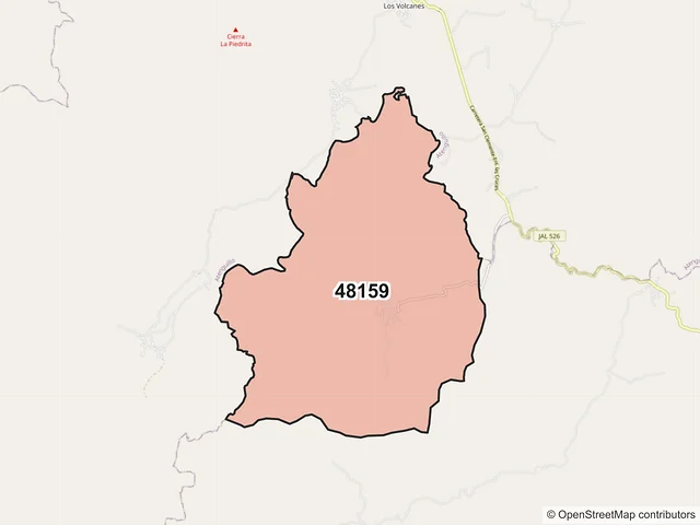 Mapa del código postal 48159, Cuautla, Jalisco