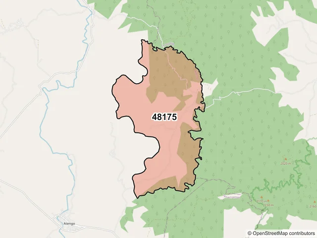Mapa del código postal 48175, Atengo, Jalisco
