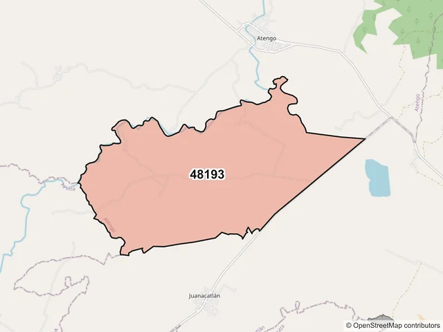 Mapa del código postal 48193, Atengo, Jalisco