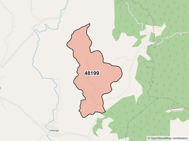 Mapa del código postal 48199, Atengo, Jalisco