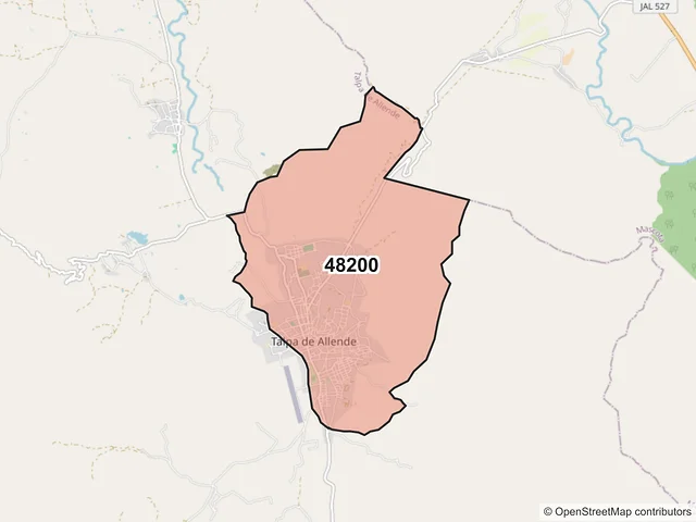Mapa del código postal 48200, Talpa de Allende, Jalisco