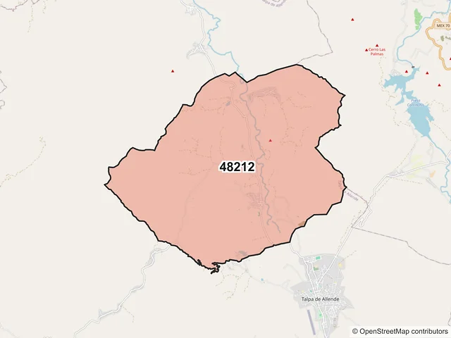 Mapa del código postal 48212, Talpa de Allende, Jalisco
