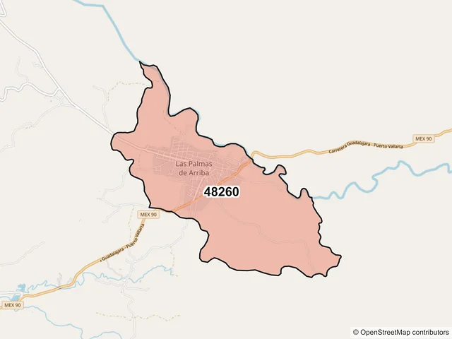 Mapa del código postal 48260, Puerto Vallarta, Jalisco