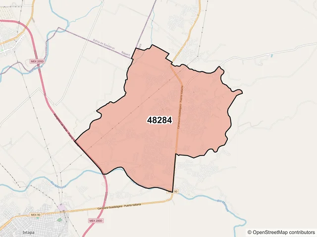 Mapa del código postal 48284, Puerto Vallarta, Jalisco