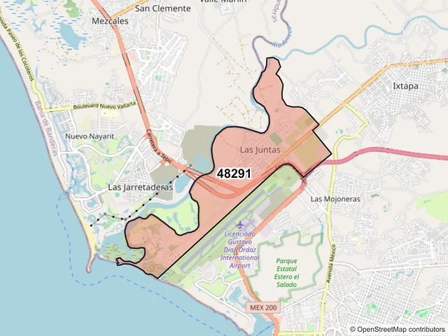 Mapa del código postal 48291, Puerto Vallarta, Jalisco