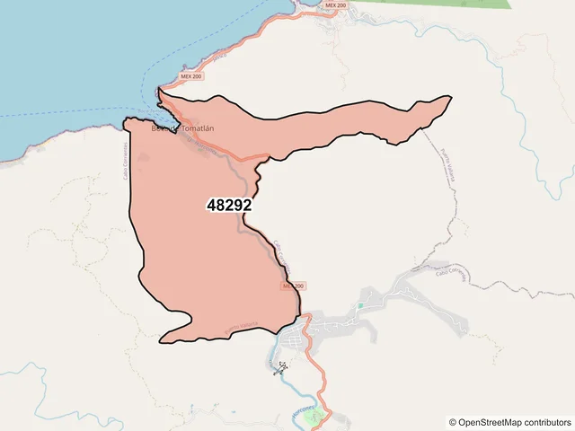 Mapa del código postal 48292, Puerto Vallarta, Jalisco