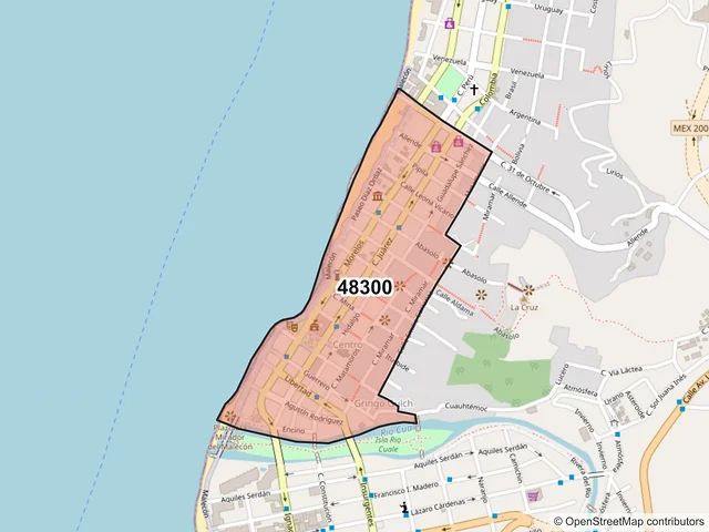 Mapa del código postal 48300, Puerto Vallarta, Jalisco