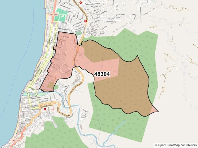Mapa del código postal 48304, Puerto Vallarta, Jalisco