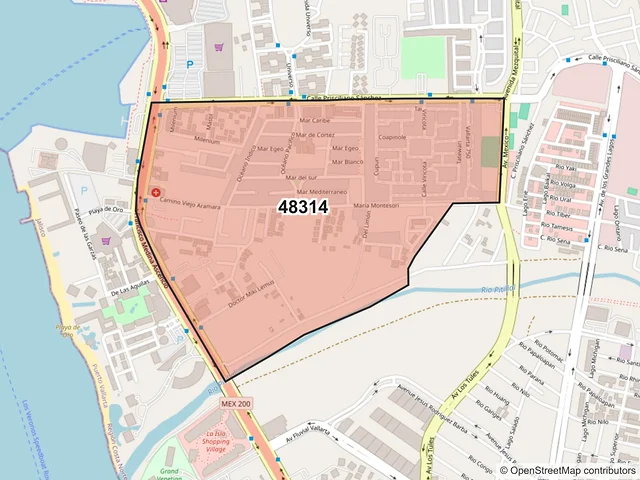 Mapa del código postal 48314, Puerto Vallarta, Jalisco