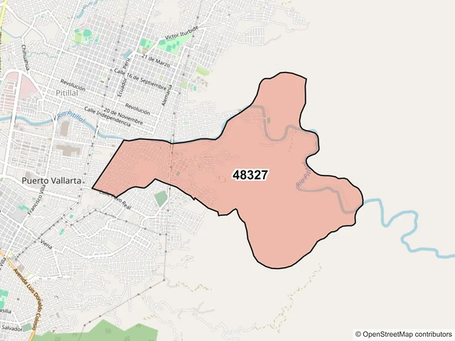 Mapa del código postal 48327, Puerto Vallarta, Jalisco