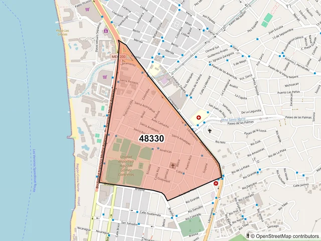 Mapa del código postal 48330, Puerto Vallarta, Jalisco
