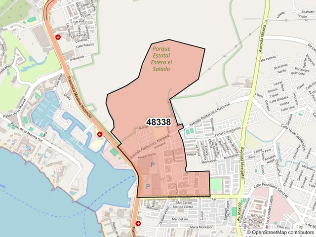 Mapa del código postal 48338, Puerto Vallarta, Jalisco