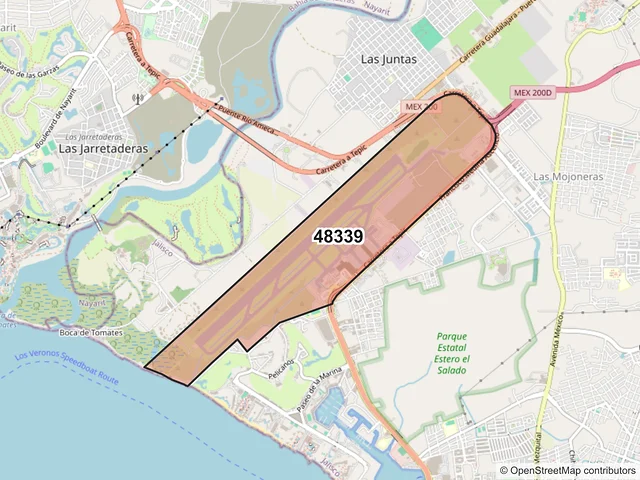 Mapa del código postal 48339, Puerto Vallarta, Jalisco