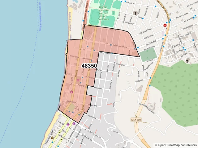 Mapa del código postal 48350, Puerto Vallarta, Jalisco