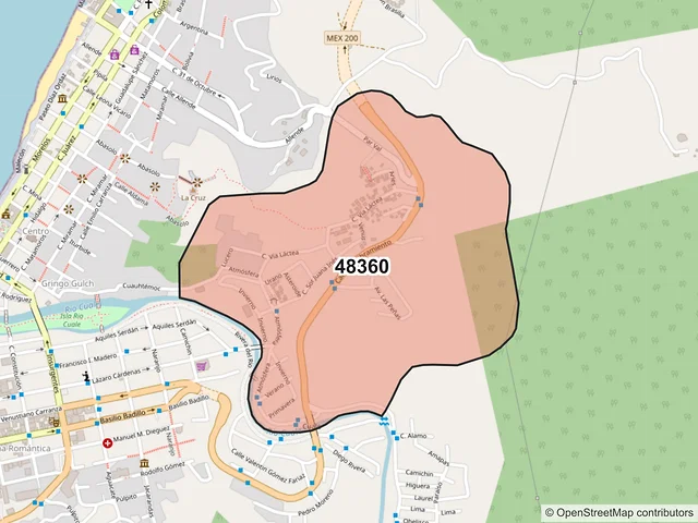 Mapa del código postal 48360, Puerto Vallarta, Jalisco