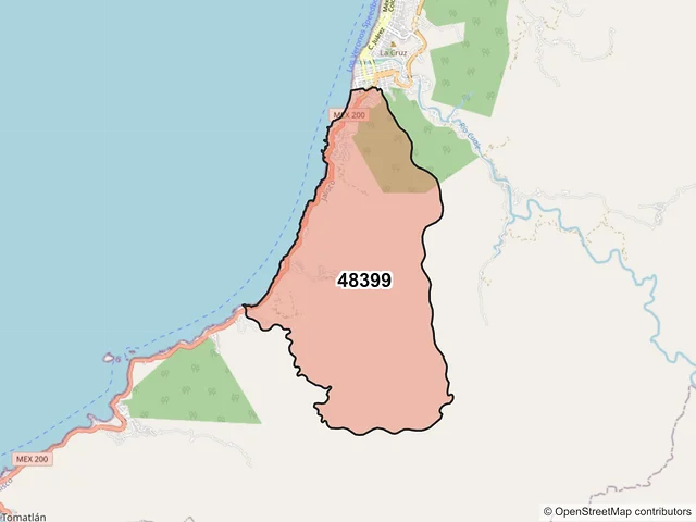 Mapa del código postal 48399, Puerto Vallarta, Jalisco