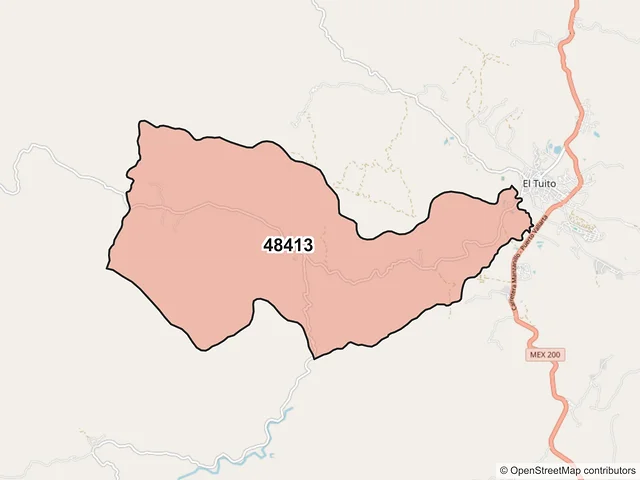 Mapa del código postal 48413, Cabo Corrientes, Jalisco