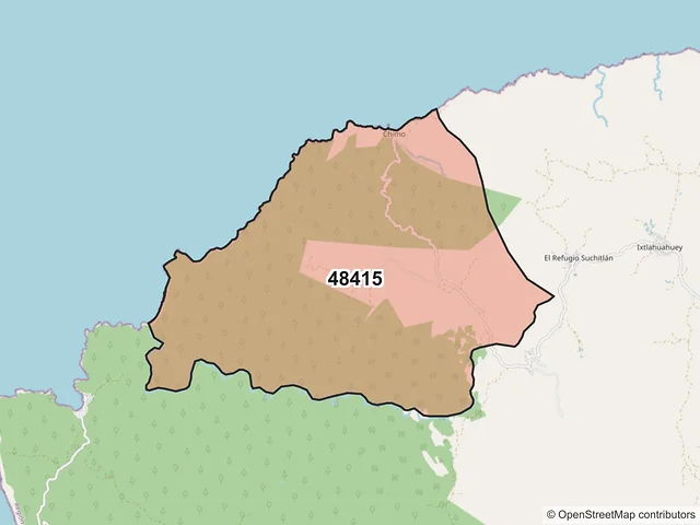 Mapa del código postal 48415, Cabo Corrientes, Jalisco