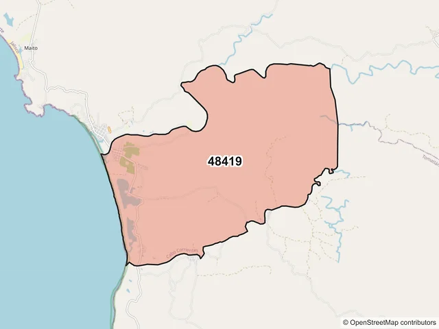 Mapa del código postal 48419, Cabo Corrientes, Jalisco