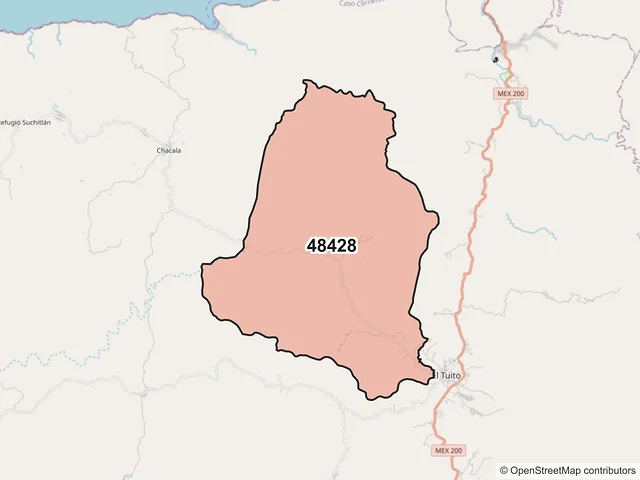 Mapa del código postal 48428, Cabo Corrientes, Jalisco