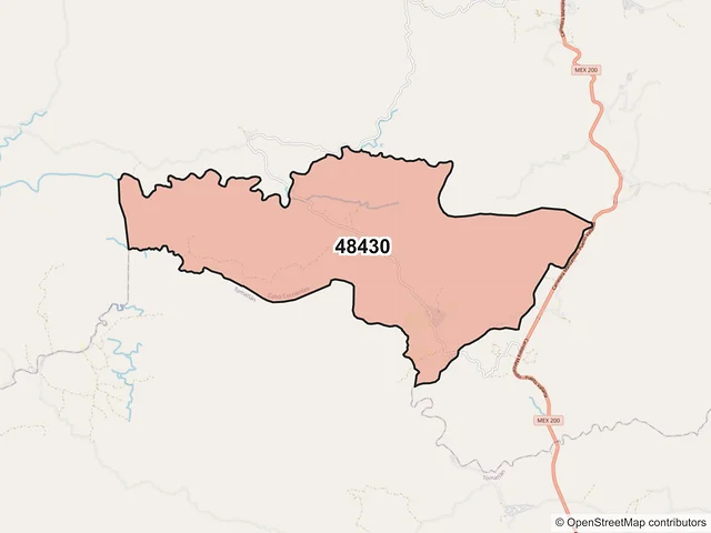 Mapa del código postal 48430, Cabo Corrientes, Jalisco