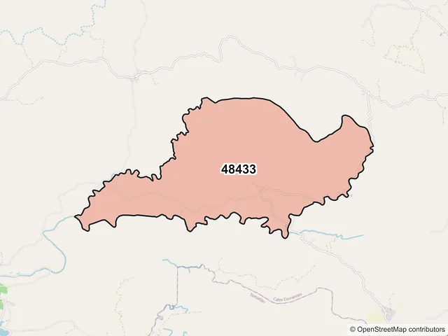 Mapa del código postal 48433, Cabo Corrientes, Jalisco
