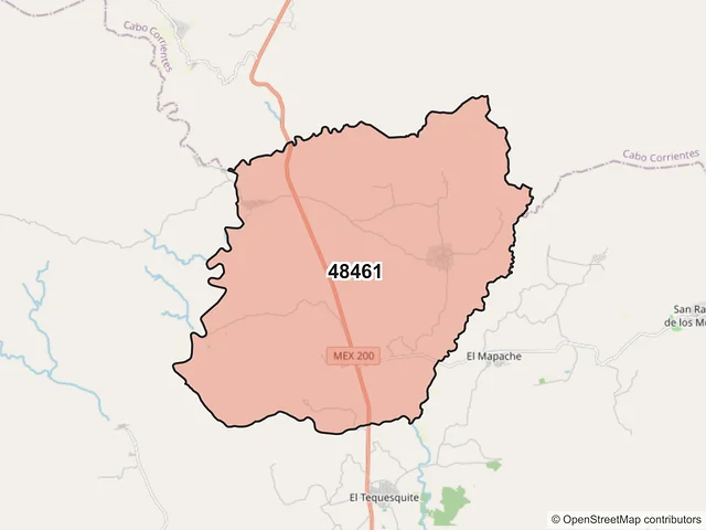 Mapa del código postal 48461, Tomatlán, Jalisco