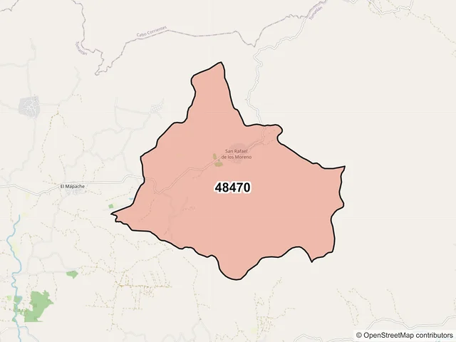 Mapa del código postal 48470, Tomatlán, Jalisco